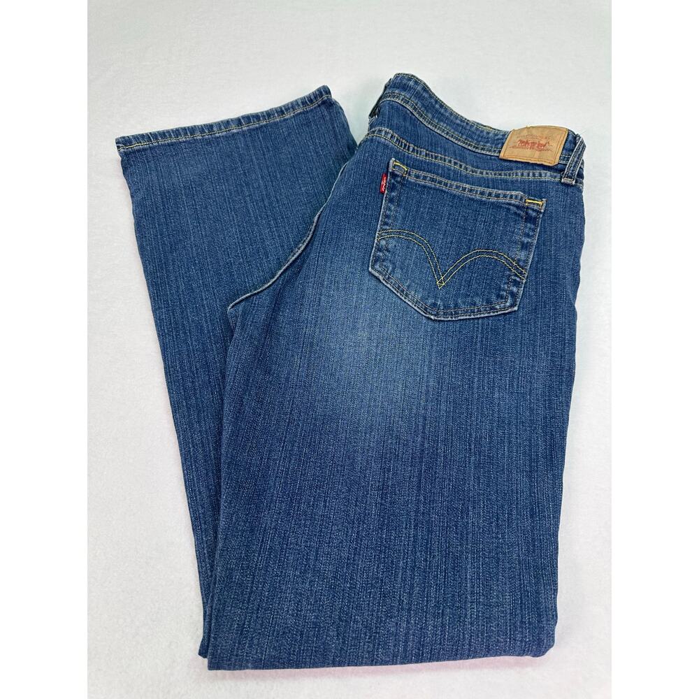 Levi’s 518 Superlow Bootcut Jeans Blue Wash Yellow Stitching Juniors 15M - Picture 14 of 14